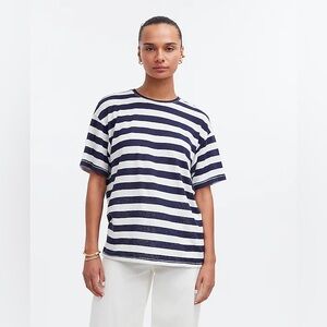 Madewell Linen-Blend Crewneck Oversized Tee size S NWT